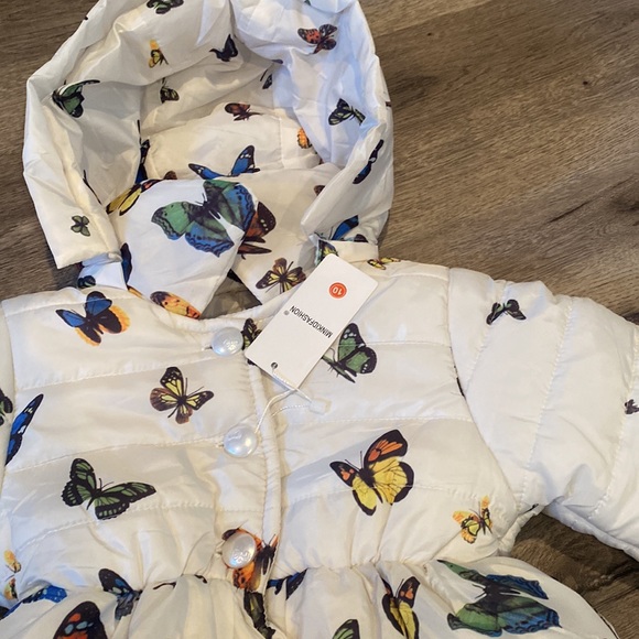 Toddler Girls Butterfly Puffer Jacket with Faux Fur Size 2T NWT - Picture 3 of 4